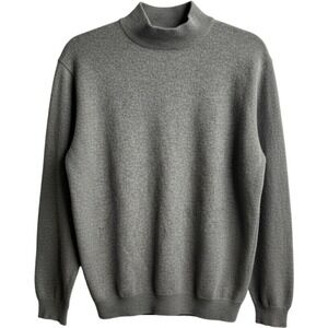 Glen Lyon Gray 100% Cashmere Mock Neck Long Sleeve Knit Sweater Mens M 2‎ HOLES